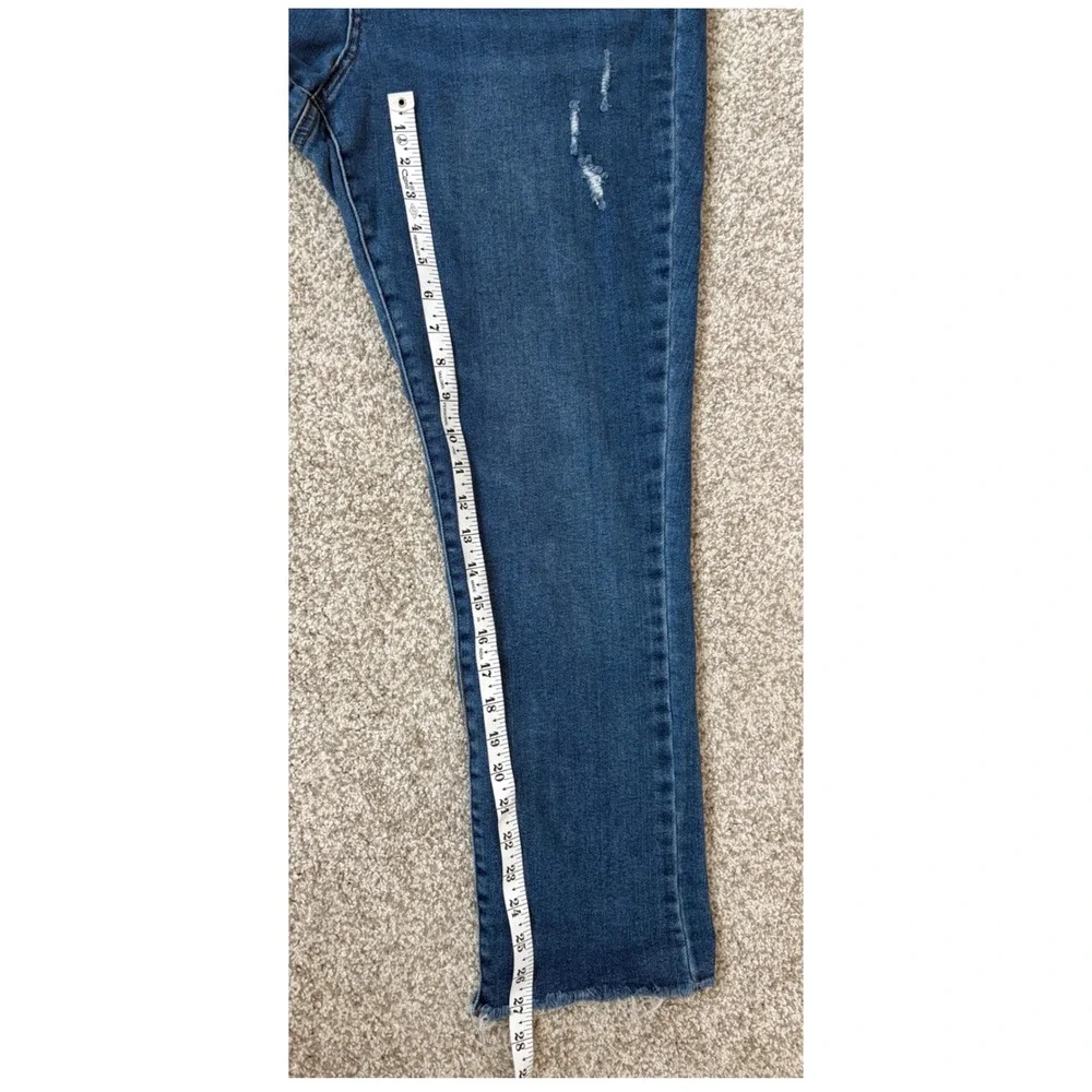 Wax Jean Grunge Distressed Los Angeles Dark Wash Raw Hem Skinny Jeans Size 18